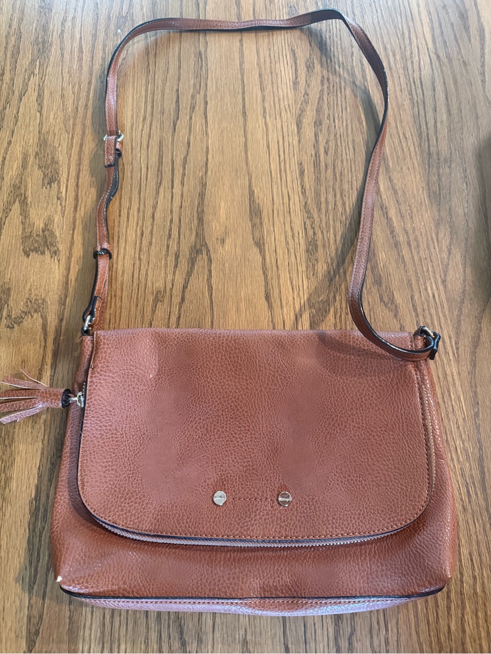 Kate Landry Leather Crossbody Bag in Brown - Classic Women's Shoulder Bag